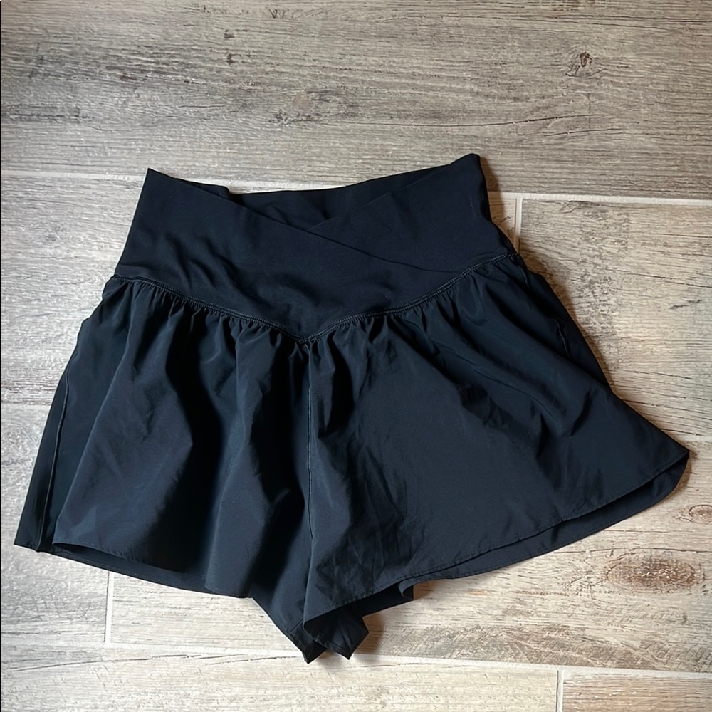 Aerie Black Crossover Flowy Shorts